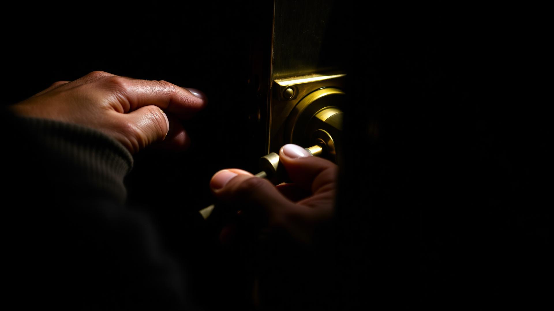 Professional locksmith in Belmont NC working on a high-security lock